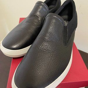 Mens Sz 15 Ferragamo Black Leather Sneakers